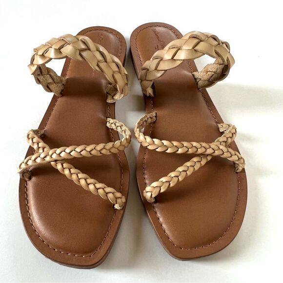 Universal Thread Hilda Braided Faux Leather Mushroom Tan Slide Sandals Size 8 - Picture 2 of 12